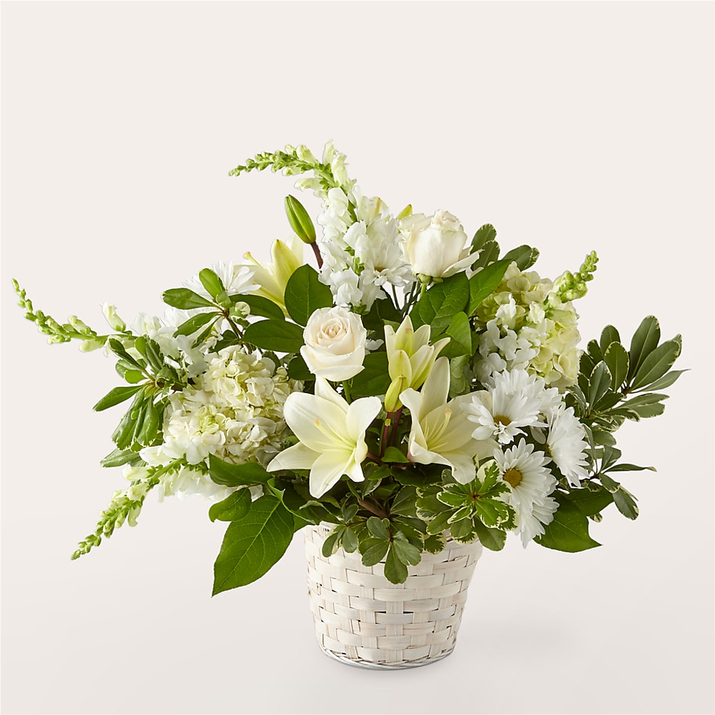 Ivory Elegance Floral Basket – Four Seasons Flowers, Guelph ON